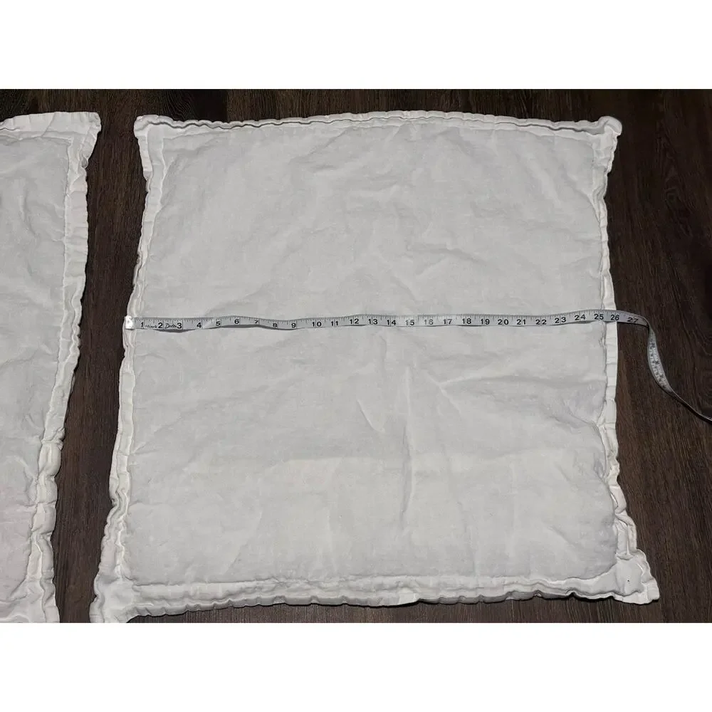 Restoration Hardware 2 100% Linen Belgian Pillow Case Shams Euro 26x26 White